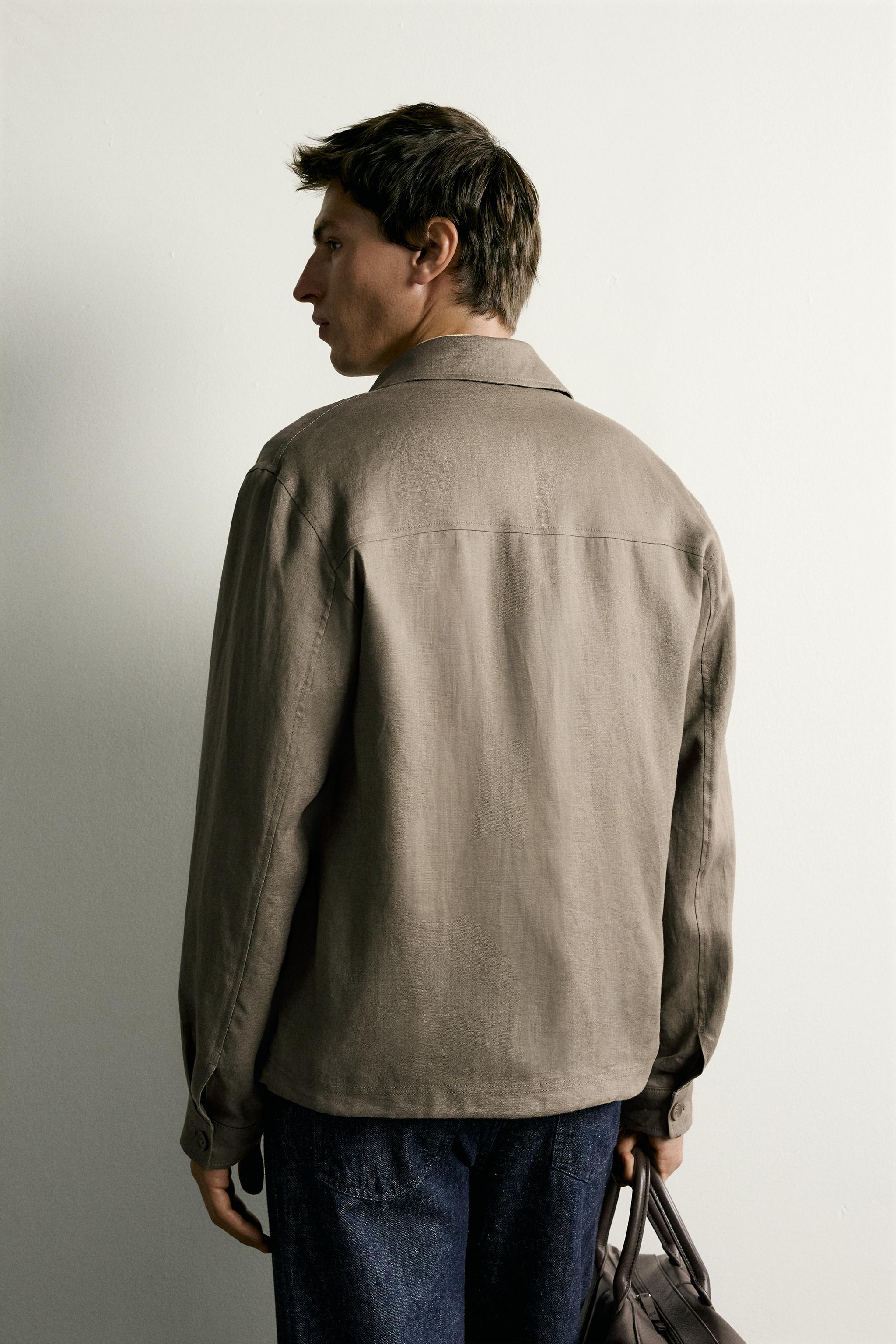100% LINEN ZIP OVERSHIRT